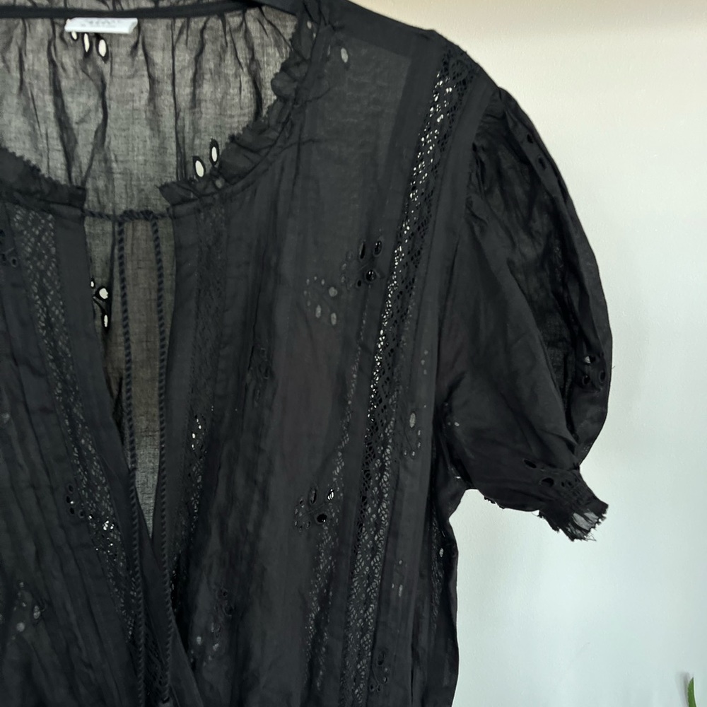 Rare Aritzia Sz M Sunday Best Brier Boho Black Dress Summer Vacation Mini Beach - Picture 10 of 11